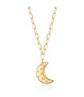 Collana lunga acciaio color oro 14K ciondolo luna e cristalli S'agapõ SSE05