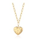 Collana lunga acciaio color oro 14K ciondolo cuore e cristalli S'agapõ SSE08