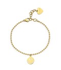 Bracciale a sfere piccole in acciaio 316L dorato con pendente a forma di smile SSM017