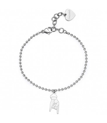 Bracciale a sfere piccole in acciaio 316L con pendente a forma di quadrifoglio SSM015