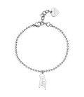 Bracciale a sfere piccole in acciaio 316L con pendente a forma di mano corna SSM014