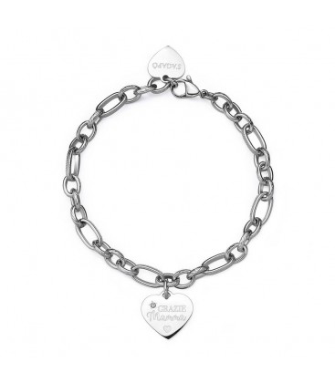 Bracciale in acciaio 316L con pendente a forma di cuore SBY011