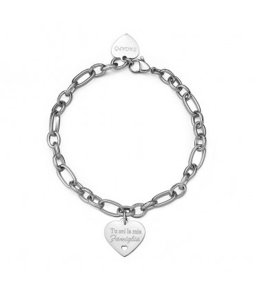 Bracciale in acciaio 316L con pendente a forma di cuore SBY017