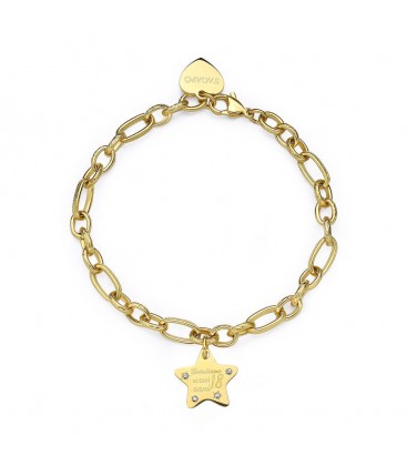 Bracciale in acciaio 316L dorato con pendente a forma di stelle SBY023