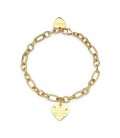 Bracciale in acciaio 316L dorato con pendente a forma di cuore SBY018