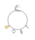 Bracciale componibile charm pendenti cuore chiave saetta e lucchetto S'agapõ SHAR26