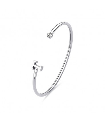 Bracciale rigido in acciaio 316L con cristallo e lettera M  S'agapõ SCK224