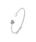 Bracciale rigido in acciaio 316L con cuore e cuore con cristalli S'agapõ SCK242