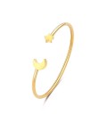 Bracciale rigido in acciaio 316L e finitura pvd oro 14K con luna e stella S'agapõ SCK241