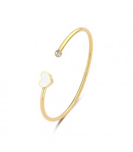 Bracciale rigido in acciaio 316L e finitura pvd oro 14K con luna e stella S'agapõ SCK241