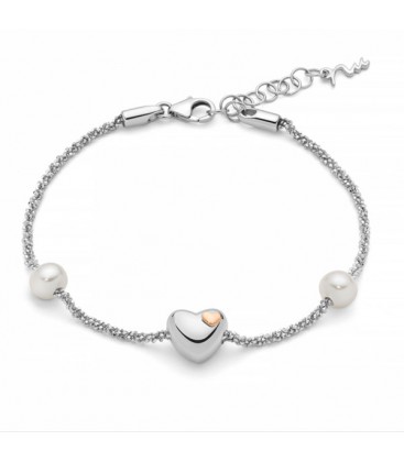 Bracciale in argento e perle con centrale a cuore Miluna PBR3493