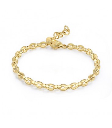 Bracciale catena spiga quadrata in acciaio 316 dorato pvd oro 14KS'agapõ SRP56