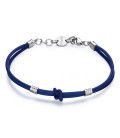 Bracciale gomma blu centrale in acciaio 316L lucido e satinato S'agapõ SPA20