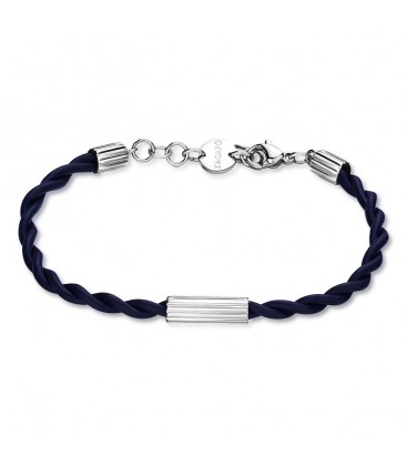 Bracciale gomma blu nodino centrale dettagli in acciaio 316L S'agapõ SPA24