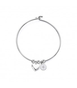 Bracciale rigido acciaio con sfere charm cuore albero della vita S'agapõ SBY013