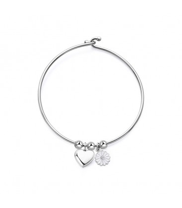 Bracciale rigido acciaio con sfere charm cuore albero della vita S'agapõ SBY013