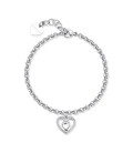 Bracciale in acciaio con pendente a forma di cuore e cristallo S'agapõ SKT41