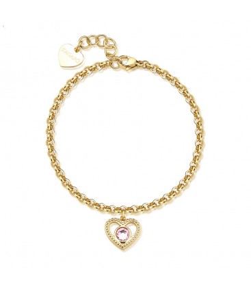 Bracciale in acciaio con pendente a forma di cuore e cristallo S'agapõ SKT41