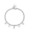 Bracciale donna acciaio pendenti cuore perle cristallo s'agapò SSG32