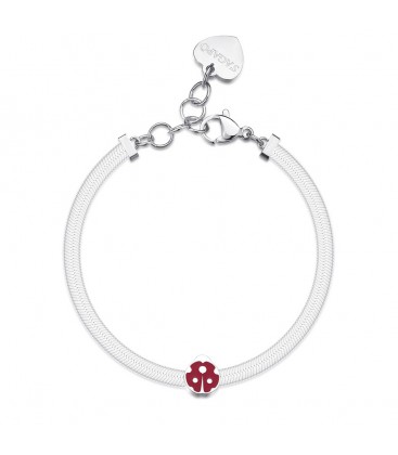 Bracciale catena snake in acciaio 316L con cuore e smalto rosso S'agapõ SCK244