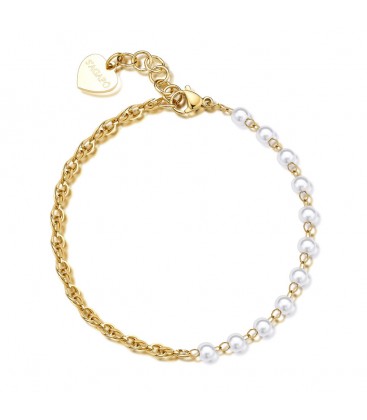 Bracciale doppio filo con catena spiaga e rolò finitura pvd oro 14K S'agapõ SHK66