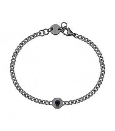 Bracciale acciaio nero centrale ottagonale con cistallo jet S'agapõ SNP14