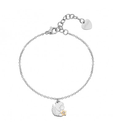 Bracciale catena snake in acciaio con  cuore, stella con cristallo e luna S'agapõ SCK251