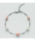 Bracciale corallo rosa e Perle Miluna PBR3018