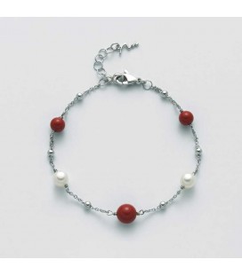 Bracciale corallo rosa e Perle Miluna PBR3018