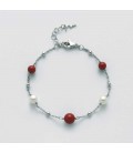 Bracciale corallo rosso e Perle Miluna PBR3017